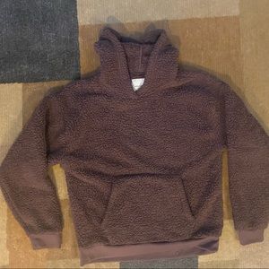 American Eagle XS Super Cozy Hooded Pullover Brown Fleece